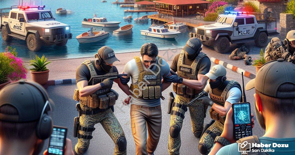 "Marmaris'te Kritik Operasyon: FETÖ Firarisi Kıskıvrak Yakalandı" başlıklı haber için fotorealistik,